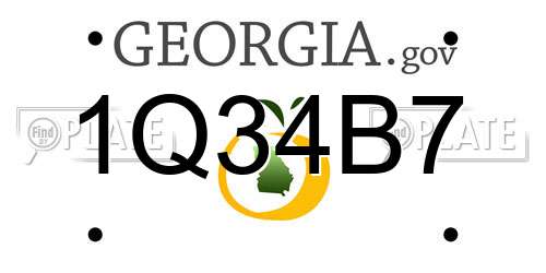1Q34B7 Georgia License Plate