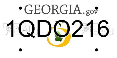 1QDO216 Georgia License Plate