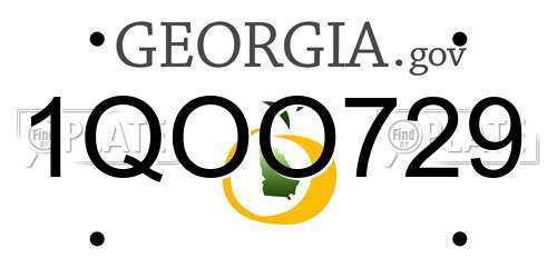 1QOO729 Georgia License Plate