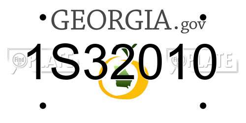 1S32010 Georgia License Plate