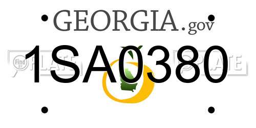 1SA0380 Georgia License Plate