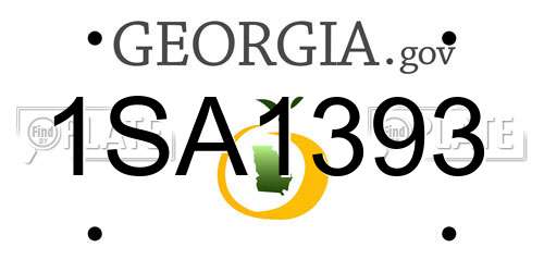 1SA1393 Georgia License Plate