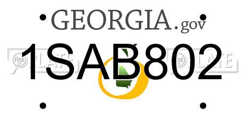 1SAB802 Georgia License Plate