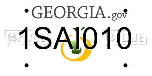 1SAI010 Georgia License Plate