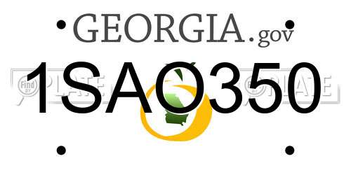 1SAO350 Georgia License Plate