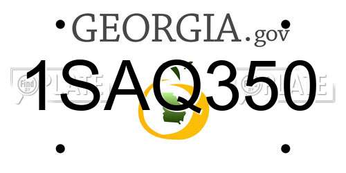 1SAQ350 Georgia License Plate