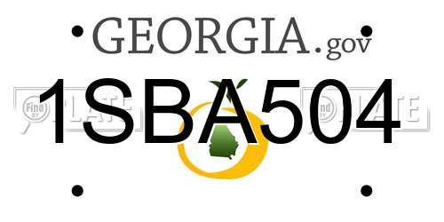 1SBA504 Georgia License Plate
