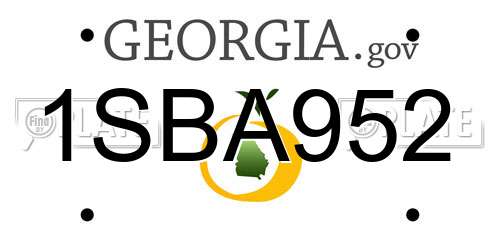1SBA952 Georgia License Plate