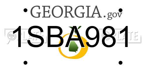 1SBA981 Georgia License Plate