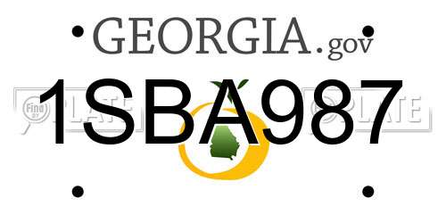 1SBA987 Georgia License Plate