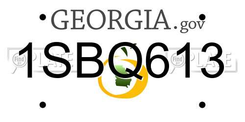 1SBQ613 Georgia License Plate