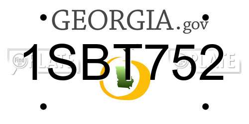 1SBT752 Georgia License Plate
