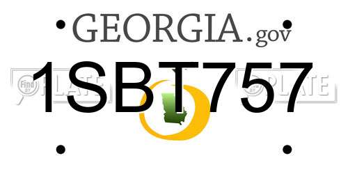 1SBT757 Georgia License Plate