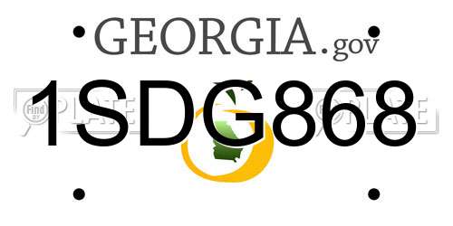 1SDG868 Georgia License Plate