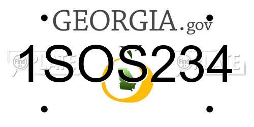 1SOS234 Georgia License Plate