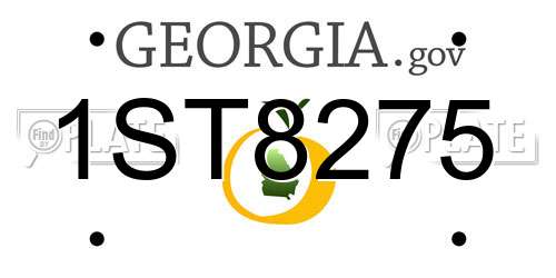 1ST8275 Georgia License Plate
