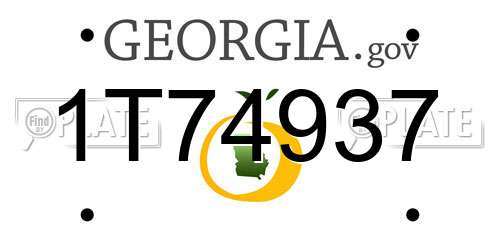 1T74937 Georgia License Plate