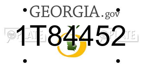 1T84452 Georgia License Plate