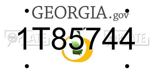 1T85744 Georgia License Plate