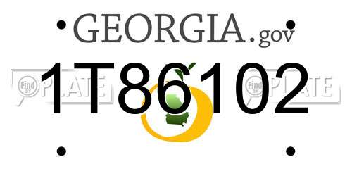 1T86102 Georgia License Plate
