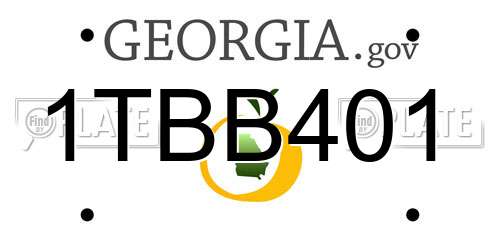 1TBB401 Georgia License Plate