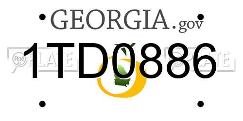 1TD0886 Georgia License Plate