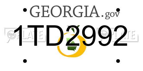 1TD2992 Georgia License Plate