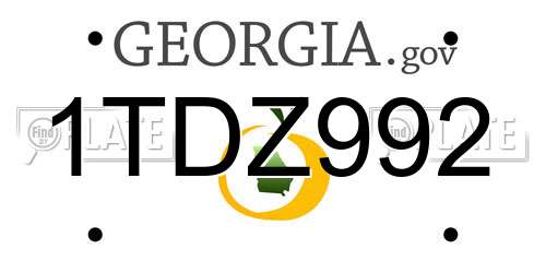1TDZ992 Georgia License Plate
