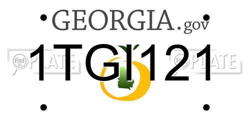 1TGI121 Georgia License Plate