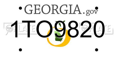 1TO9820 Georgia License Plate