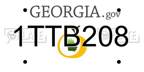 1TTB208 Georgia License Plate