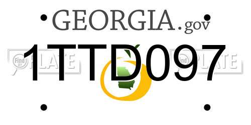 1TTD097 Georgia License Plate