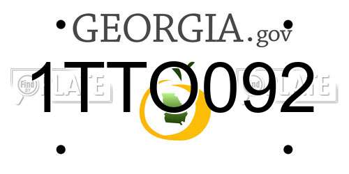 1TTO092 Georgia License Plate
