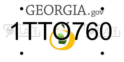1TTO760 Georgia License Plate