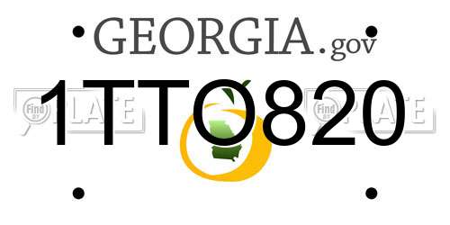 1TTO820 Georgia License Plate
