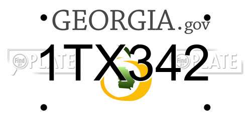 1TX342 Georgia License Plate