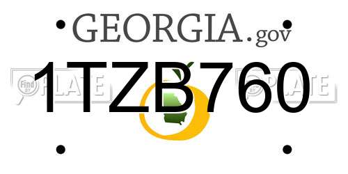 1TZB760 Georgia License Plate