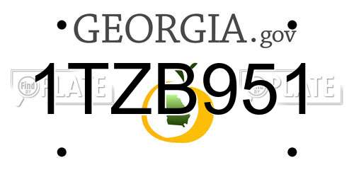 1TZB951 Georgia License Plate