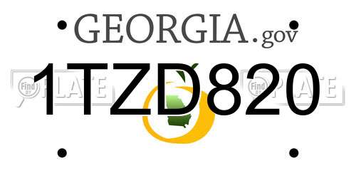 1TZD820 Georgia License Plate