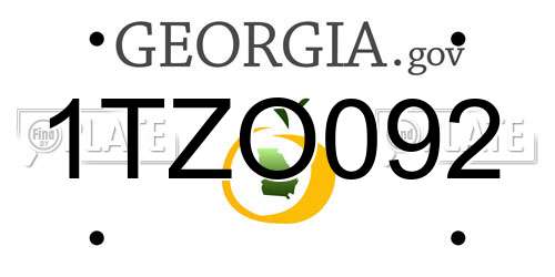 1TZO092 Georgia License Plate