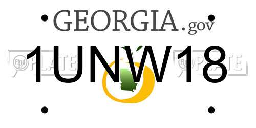 1UNW18 Georgia License Plate