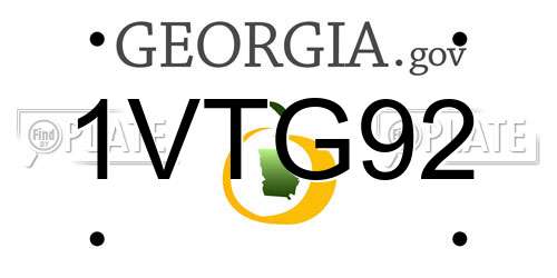 1VTG92 Georgia License Plate