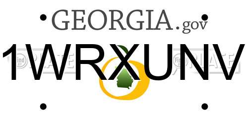 1WRXUNV Georgia License Plate