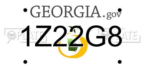 1Z22G8 Georgia License Plate