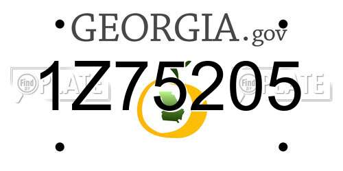 1Z75205 Georgia License Plate