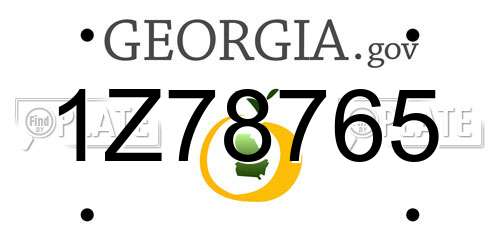 1Z78765 Georgia License Plate