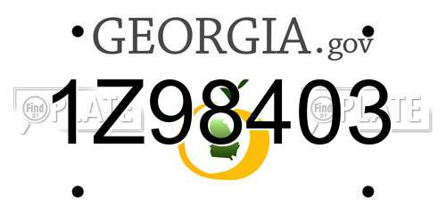 1Z98403 Georgia License Plate