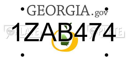 1ZAB474 Georgia License Plate