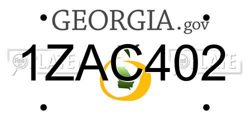 1ZAC402 Georgia License Plate