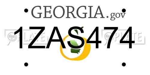 1ZAS474 Georgia License Plate